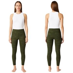 SWEATY BETTY Leggings Womens Medium Green Camo 7/8 Length Athleisure Gym Yoga